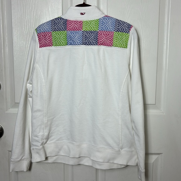 Vineyard Vines white 1/4 zip Classic Patchwork Shoulder Shep Shirt size Large - Picture 3 of 12